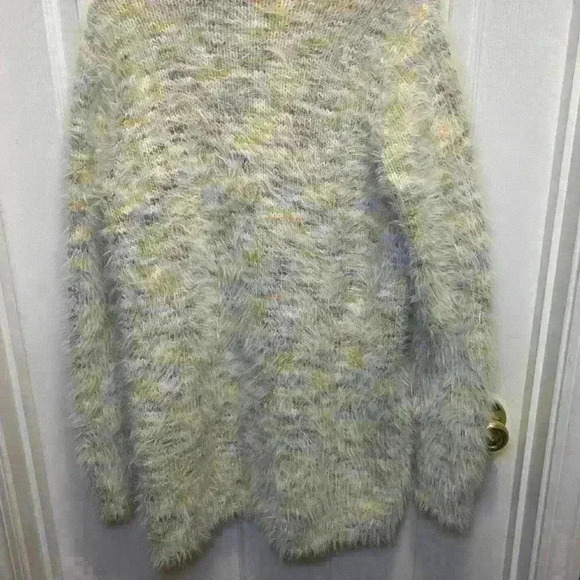 Loft Ann Taylor Cardigan Women M Marled Knit Open Front Eyelash Sweater - Picture 5 of 7